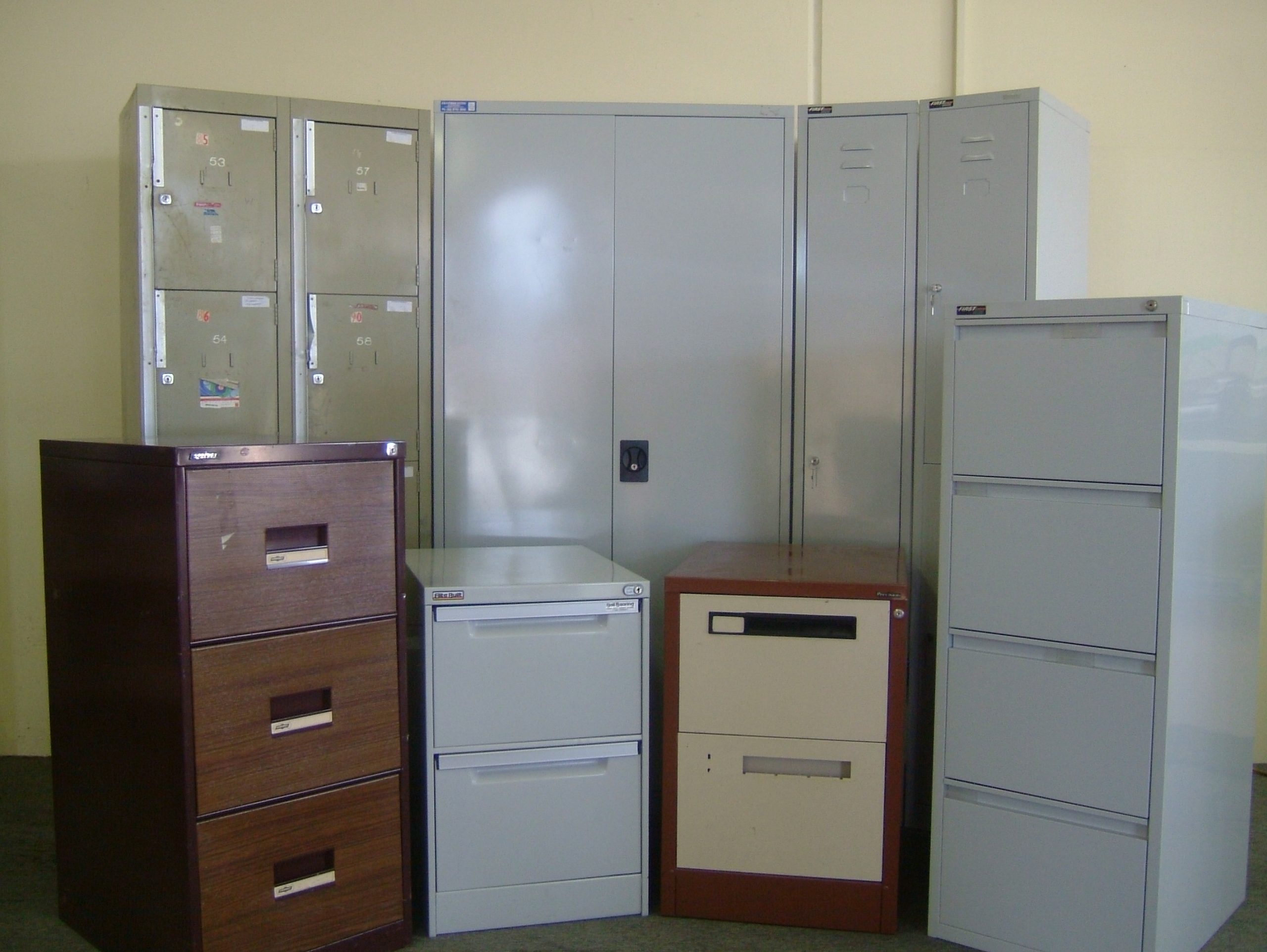 Assorted metal storage locker cabinets